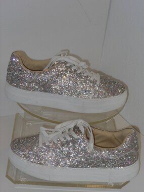 BETSY JOHNSON RHINESTONE LACE-UP SNEAKER STYLE SHOES SIZE 8.5 MEDIUM